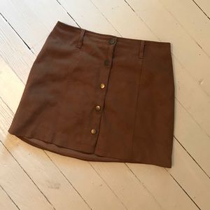 Button Suede Skirt